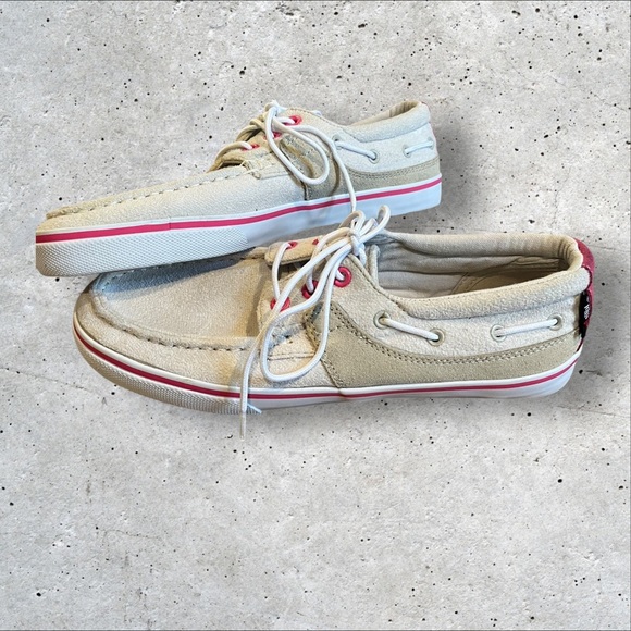 Airwalk Women’s Boat Shoes – Beige Canvas & Suede with Pink Accents (Size 8) - Picture 5 of 5